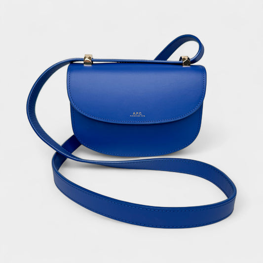 APC Bright Blue Leather Mini Geneve Crossbody Bag