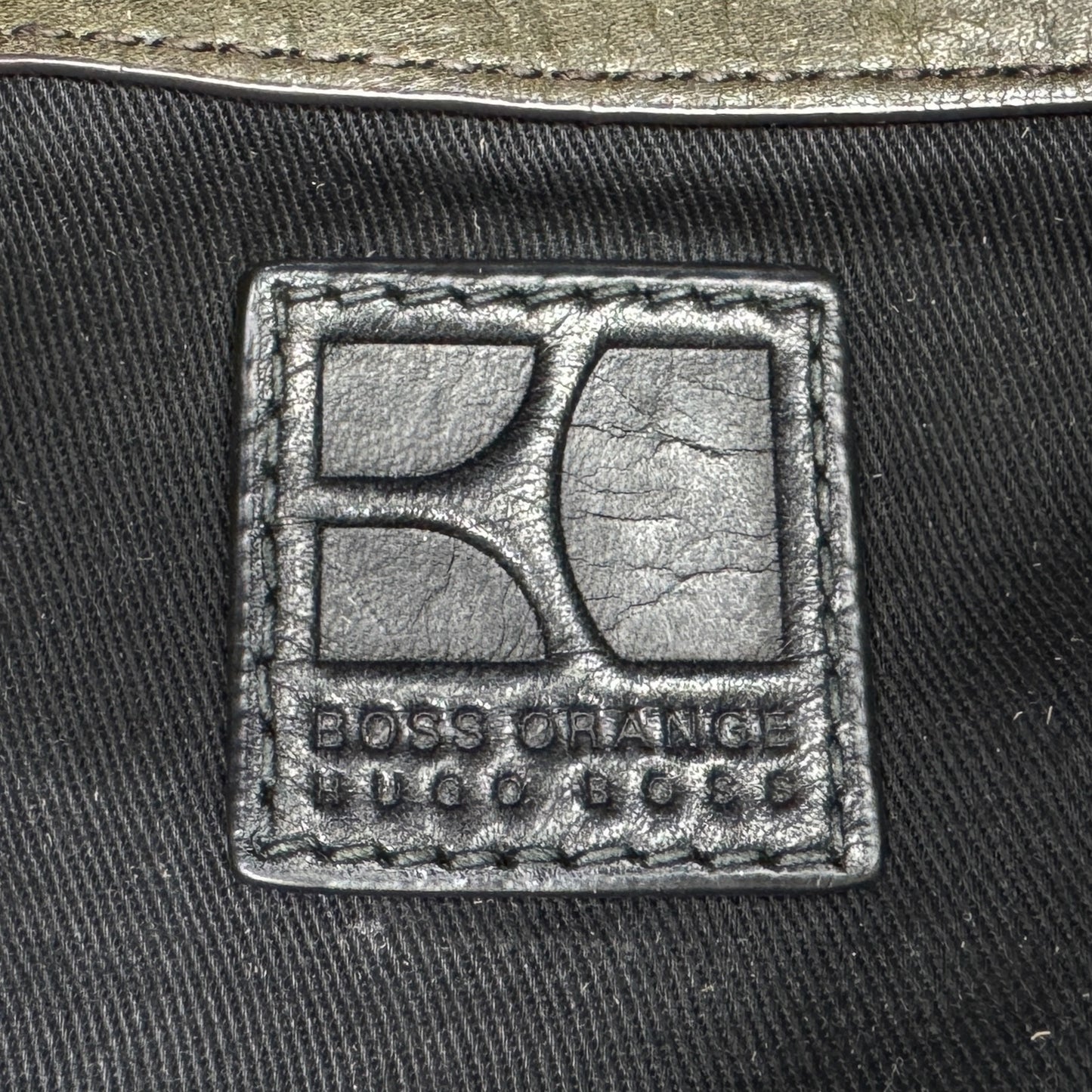 Boss Orange Olive Green, Black and Silver Leather Shoulder Bag