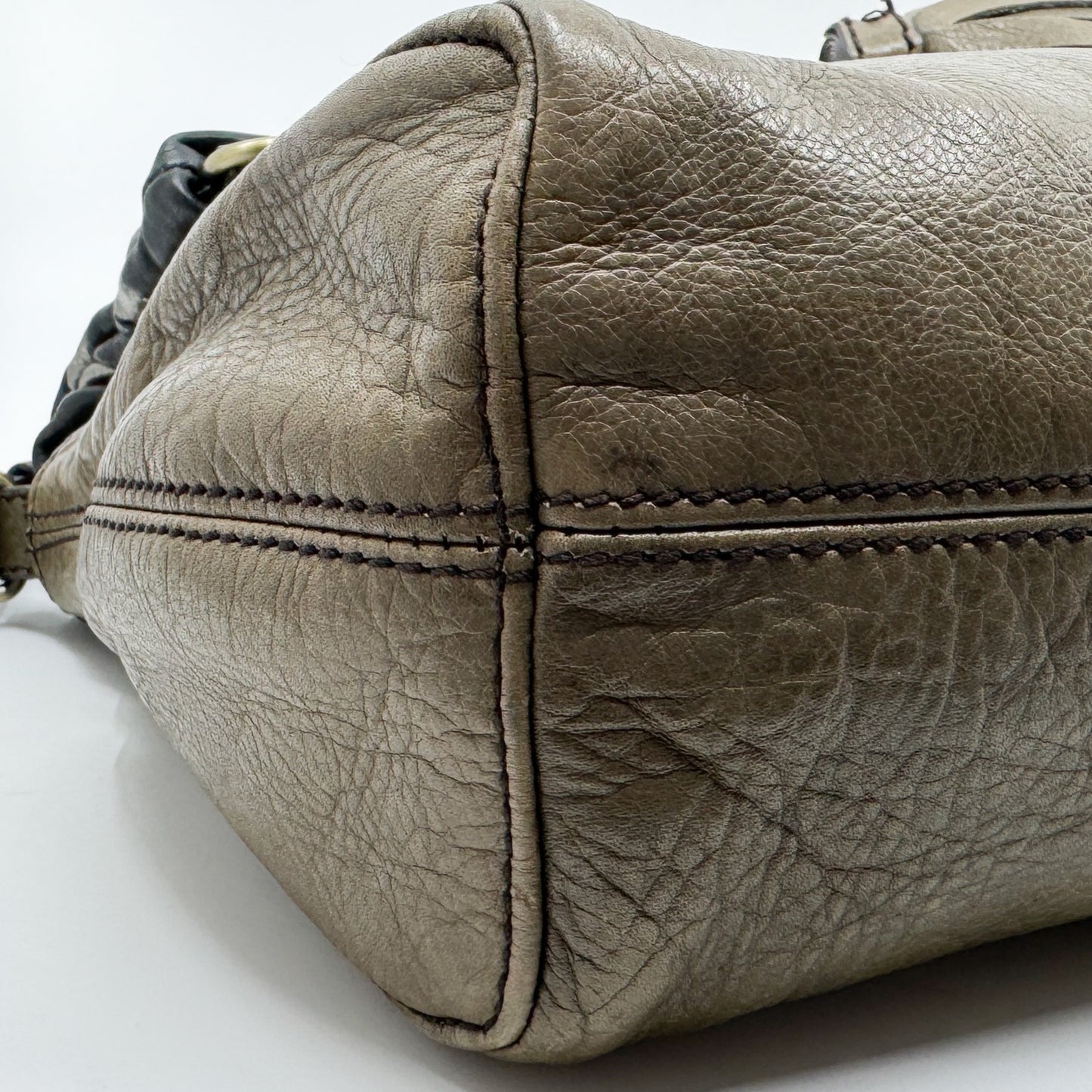Boss Orange Olive Green, Black and Silver Leather Shoulder Bag