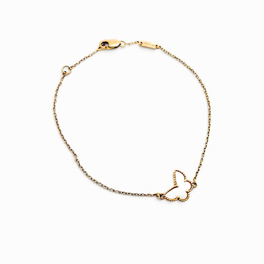 Van Cleef & Arpels Sweet Butterflies 18K Gold Mother Of Pearl Bracelet