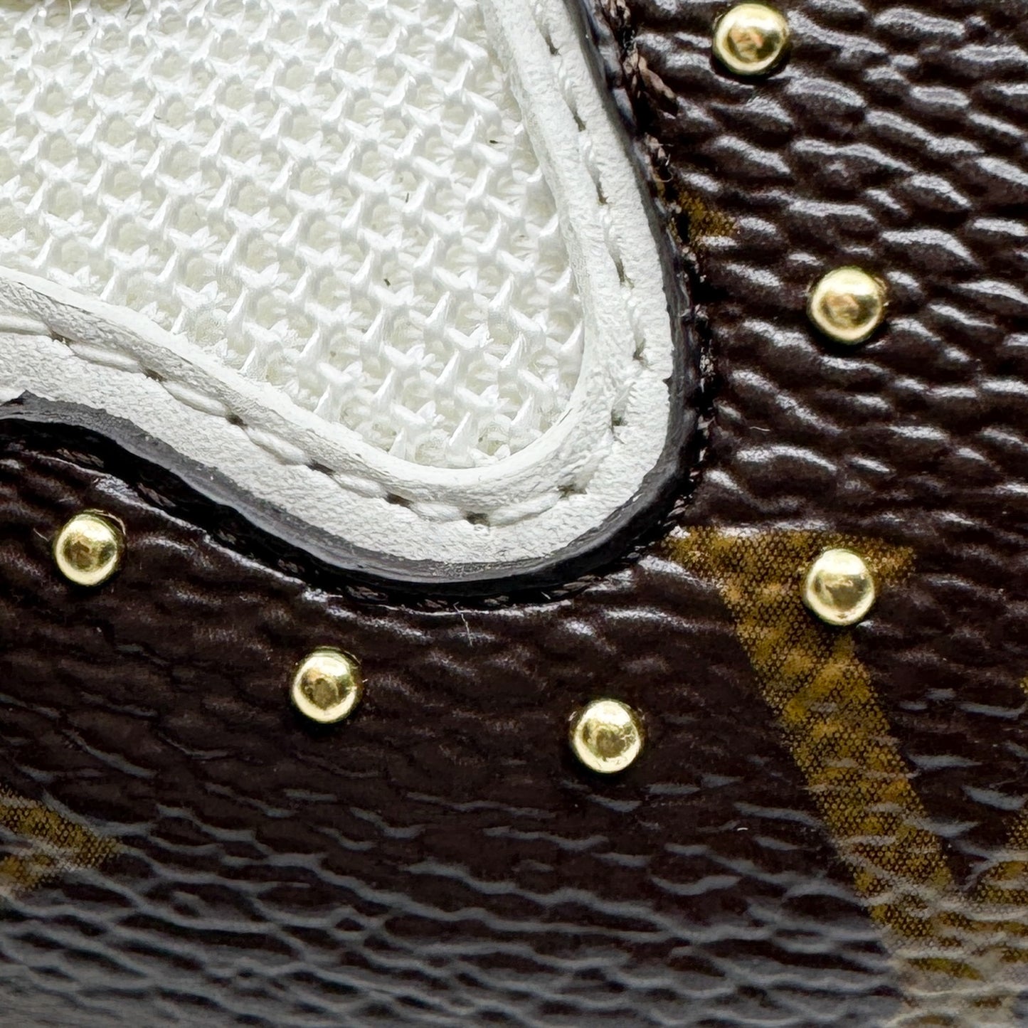 Louis Vuitton White Leather & Mesh Studded Run Away Sneakers EU38 ~ AU7