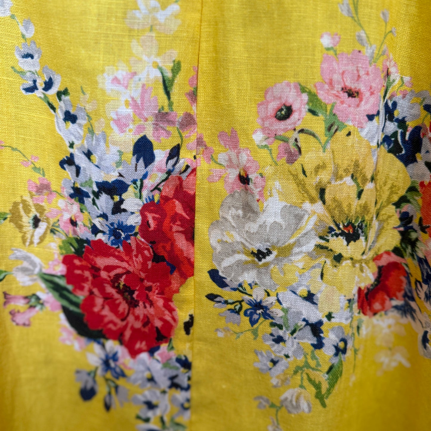 Zimmermann Yellow Floral Linen Shoulder Tie Midi Dress 1 ~ AU10