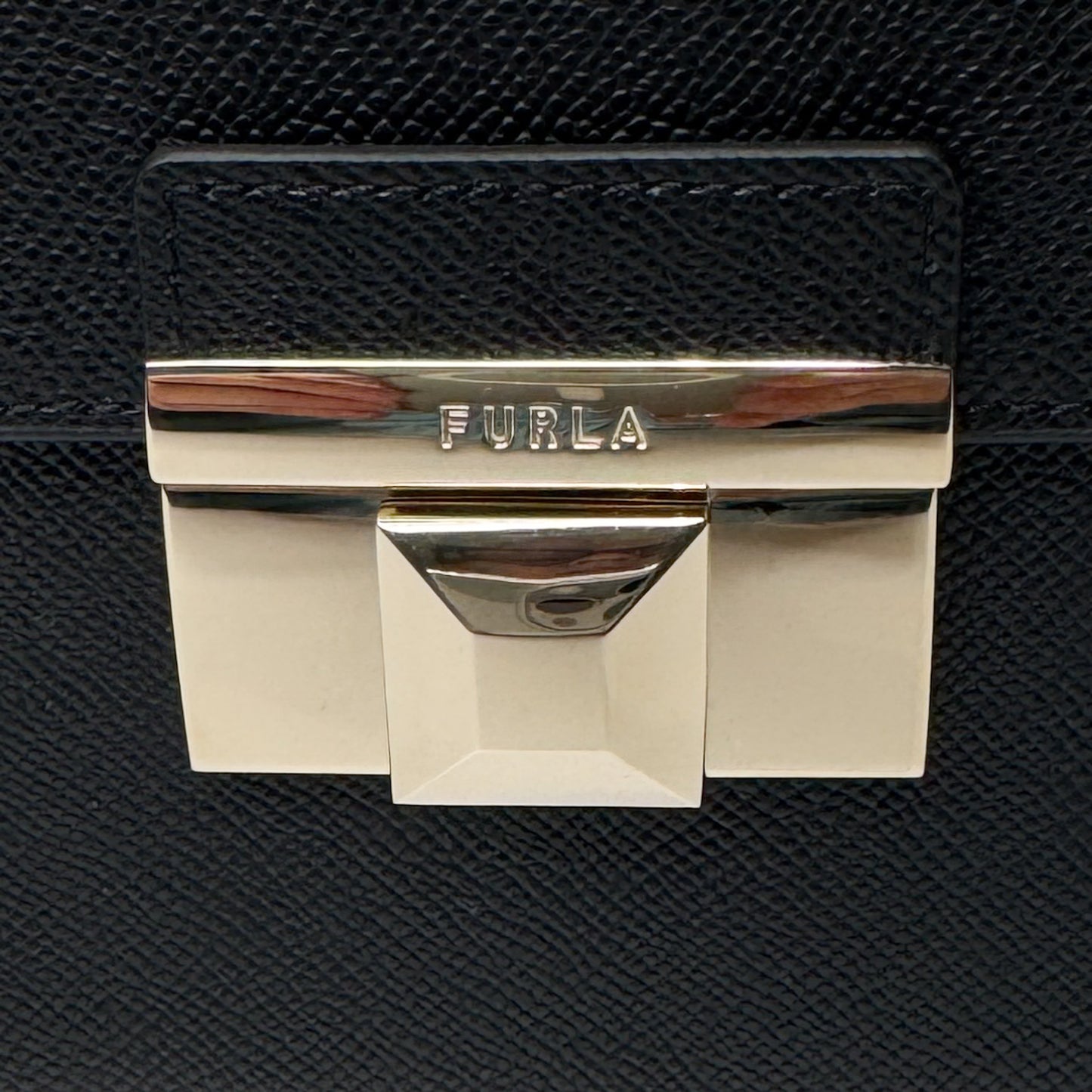 Furla Black Grainy Leather Venere Mini Crossbody Bag