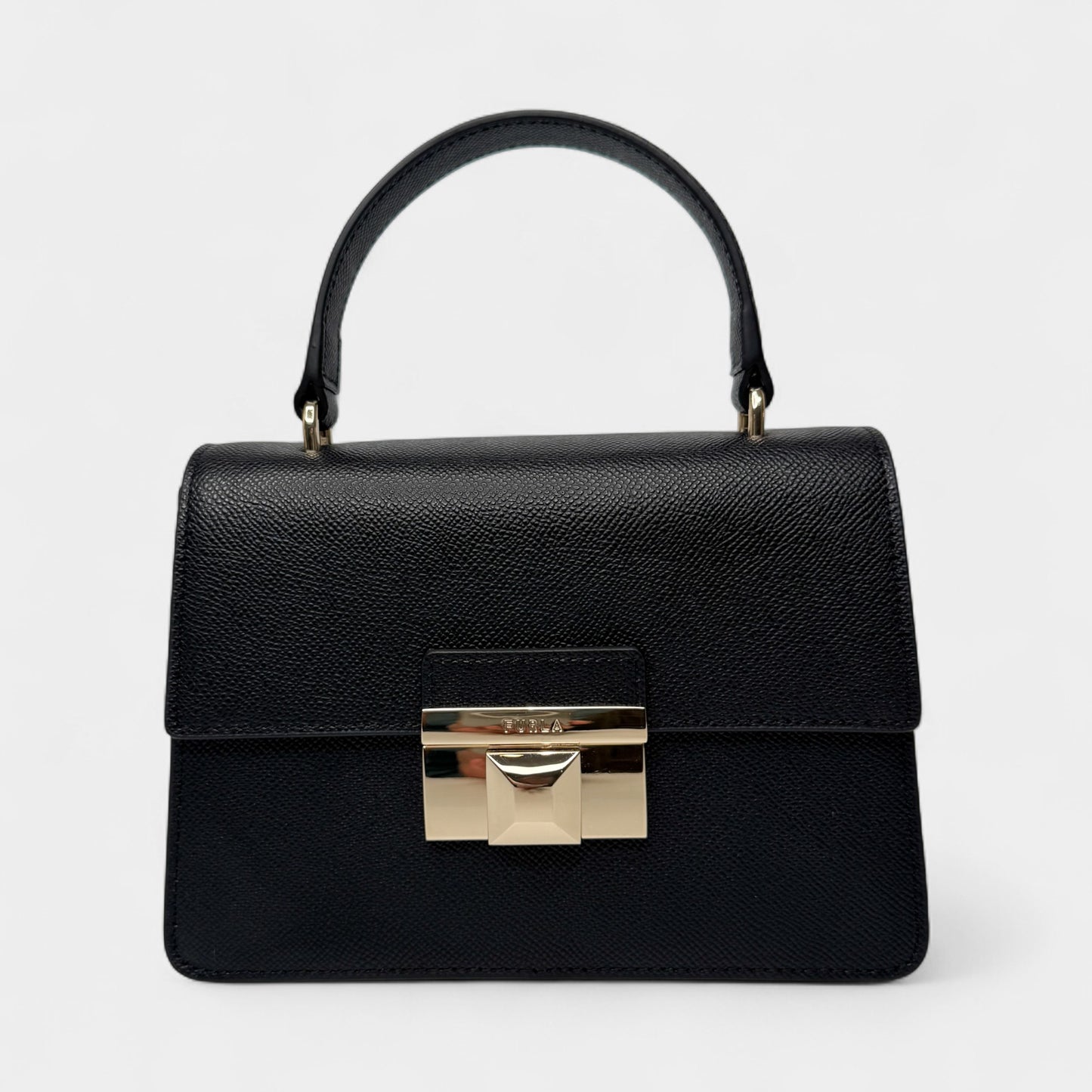 Furla Black Grainy Leather Venere Mini Crossbody Bag