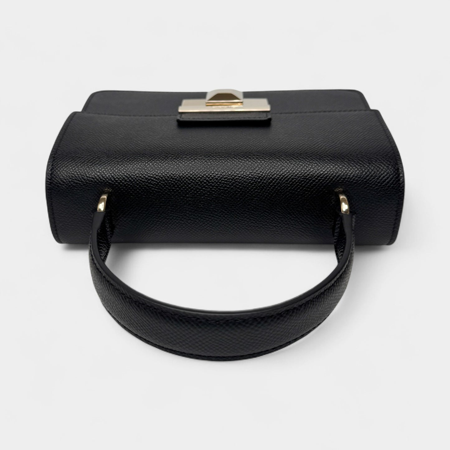 Furla Black Grainy Leather Venere Mini Crossbody Bag