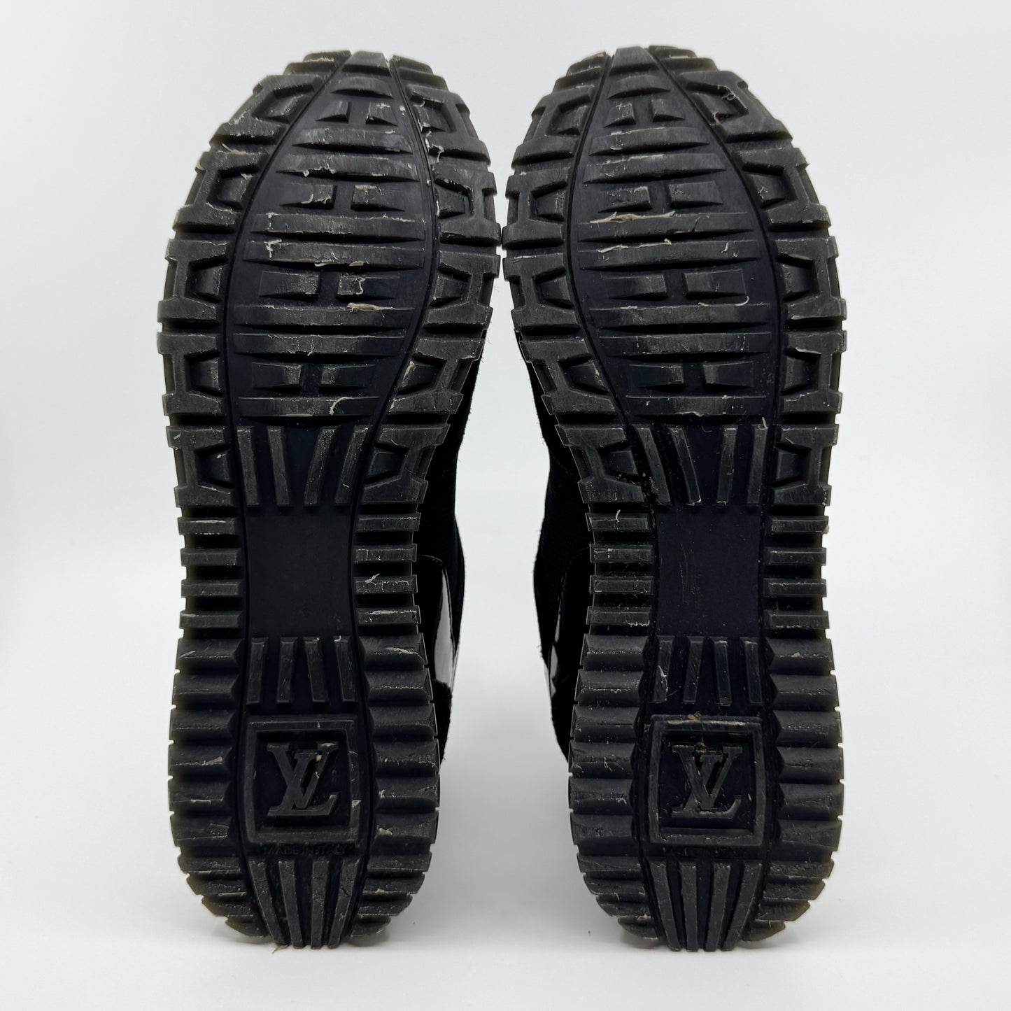 Louis Vuitton Black Mesh Leather Monogram Canvas Run Away Sneakers EU38 ~ AU7