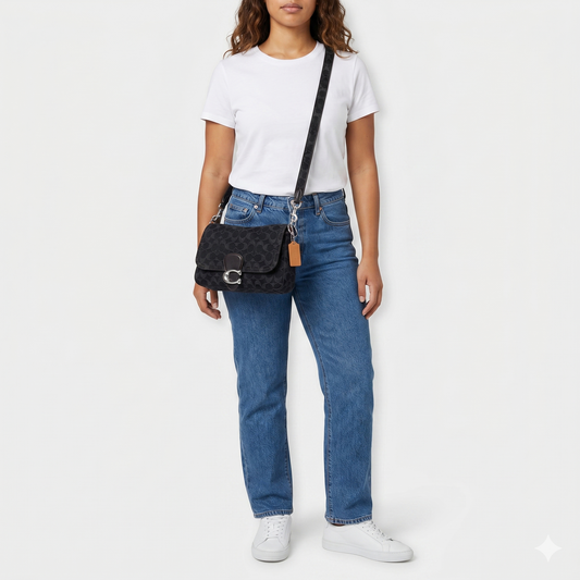 Coach Black Washed Denim Soft Tabby 26 Shoulder Bag