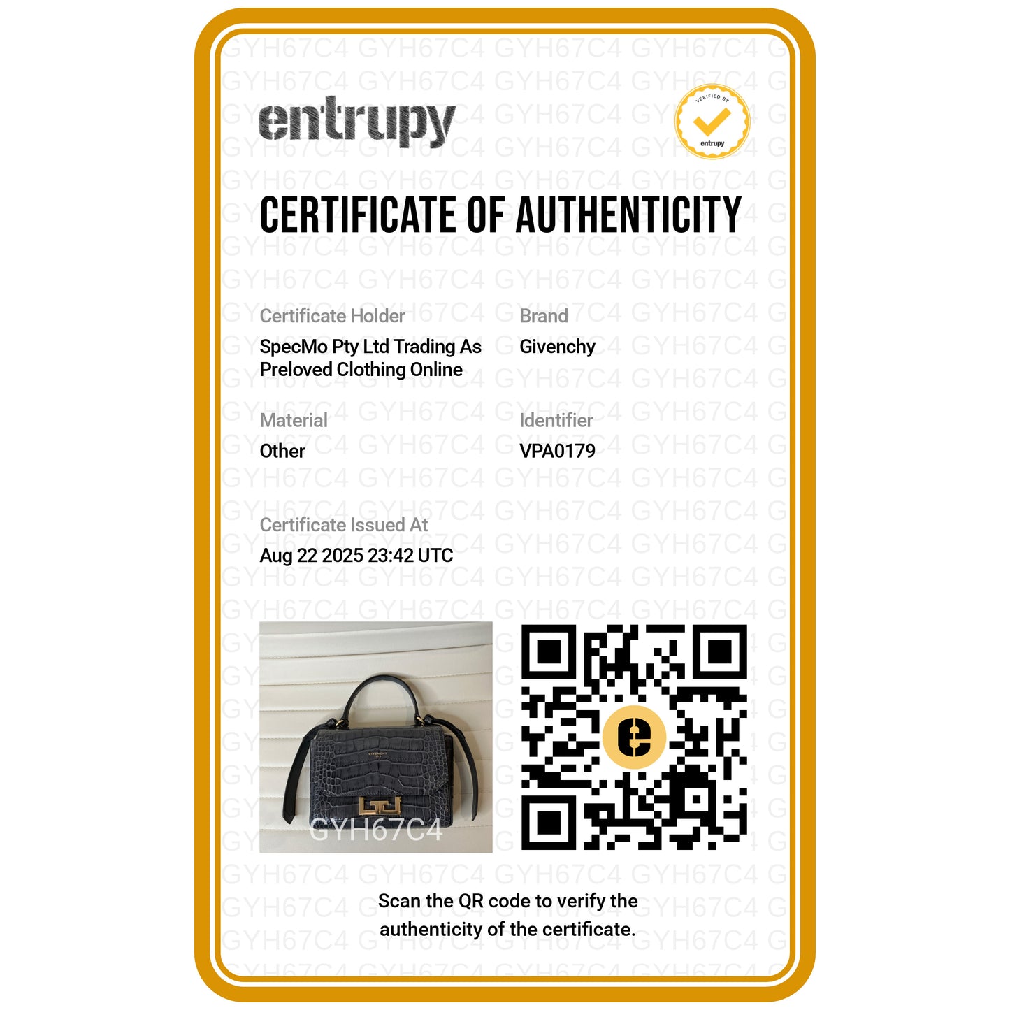 Givenchy Storm Grey Eden Mini Croc Effect Leather Bag