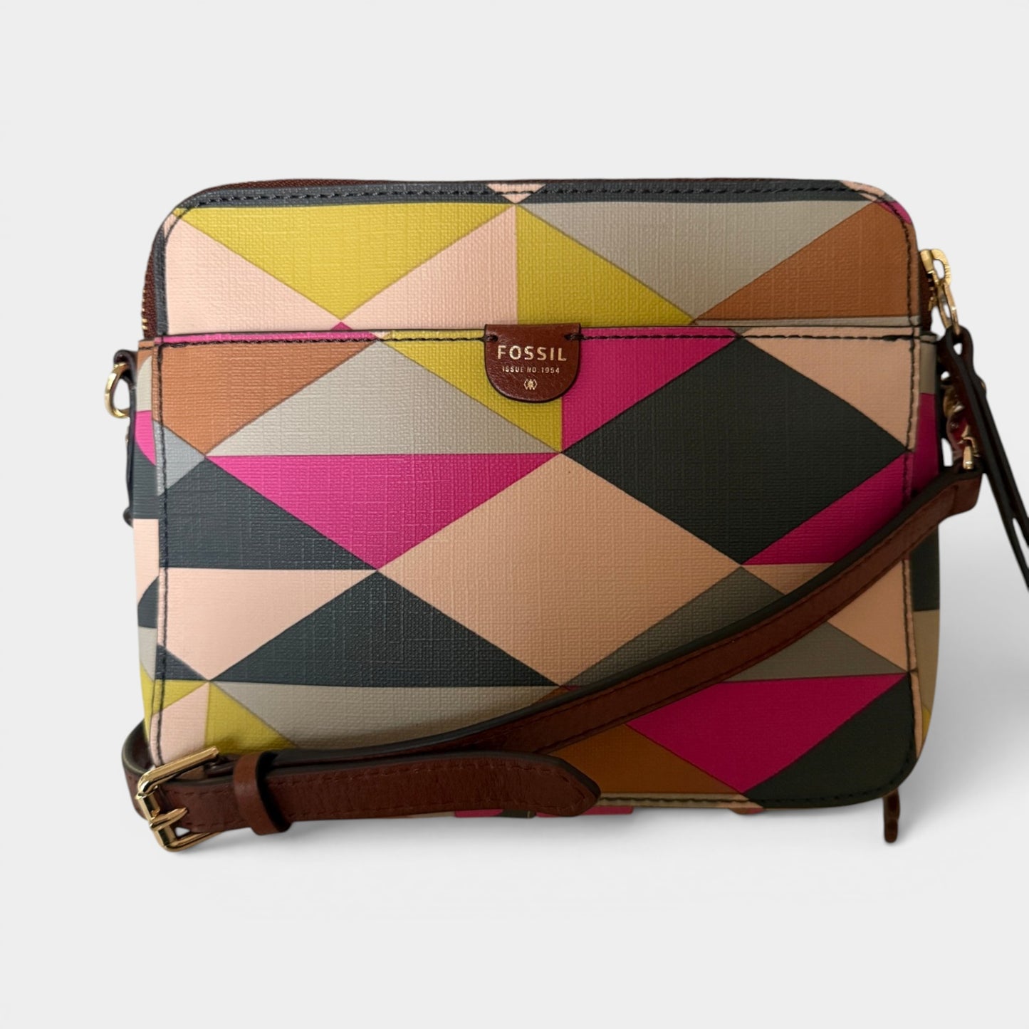 Fossil Multicoloured Canvas Leather Cross Body Bag