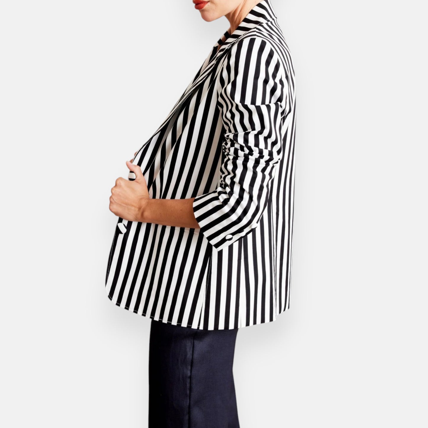 Kamare Black and White Vi Striped Blazer Jacket Medium ~ AU12