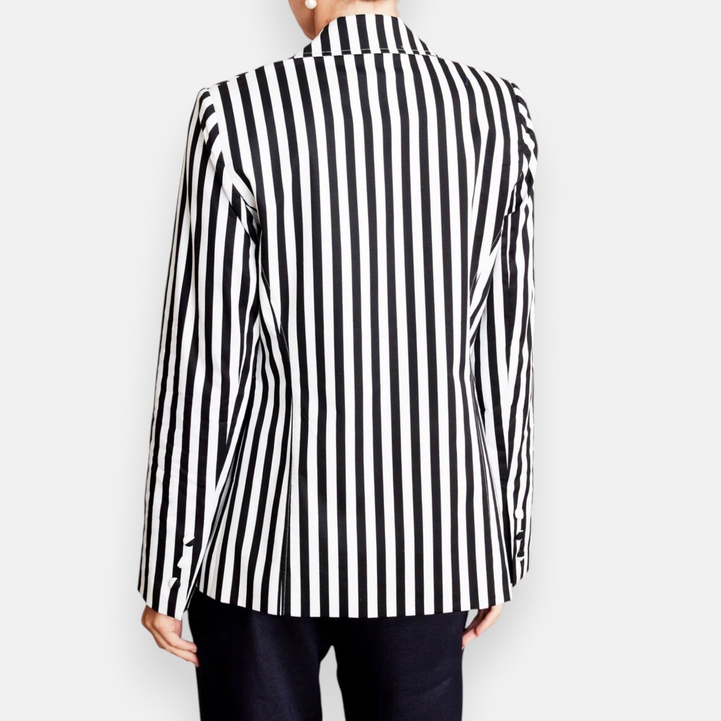 Kamare Black and White Vi Striped Blazer Jacket Medium ~ AU12