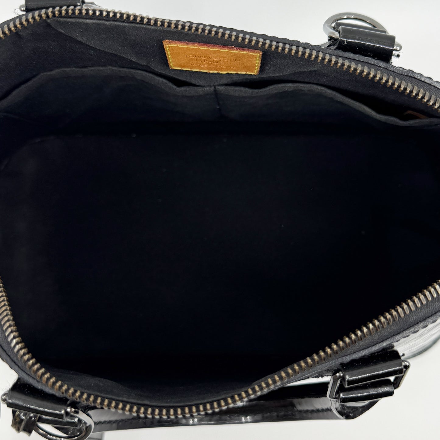 Louis Vuitton Alma Black Patent Leather Handbag Medium