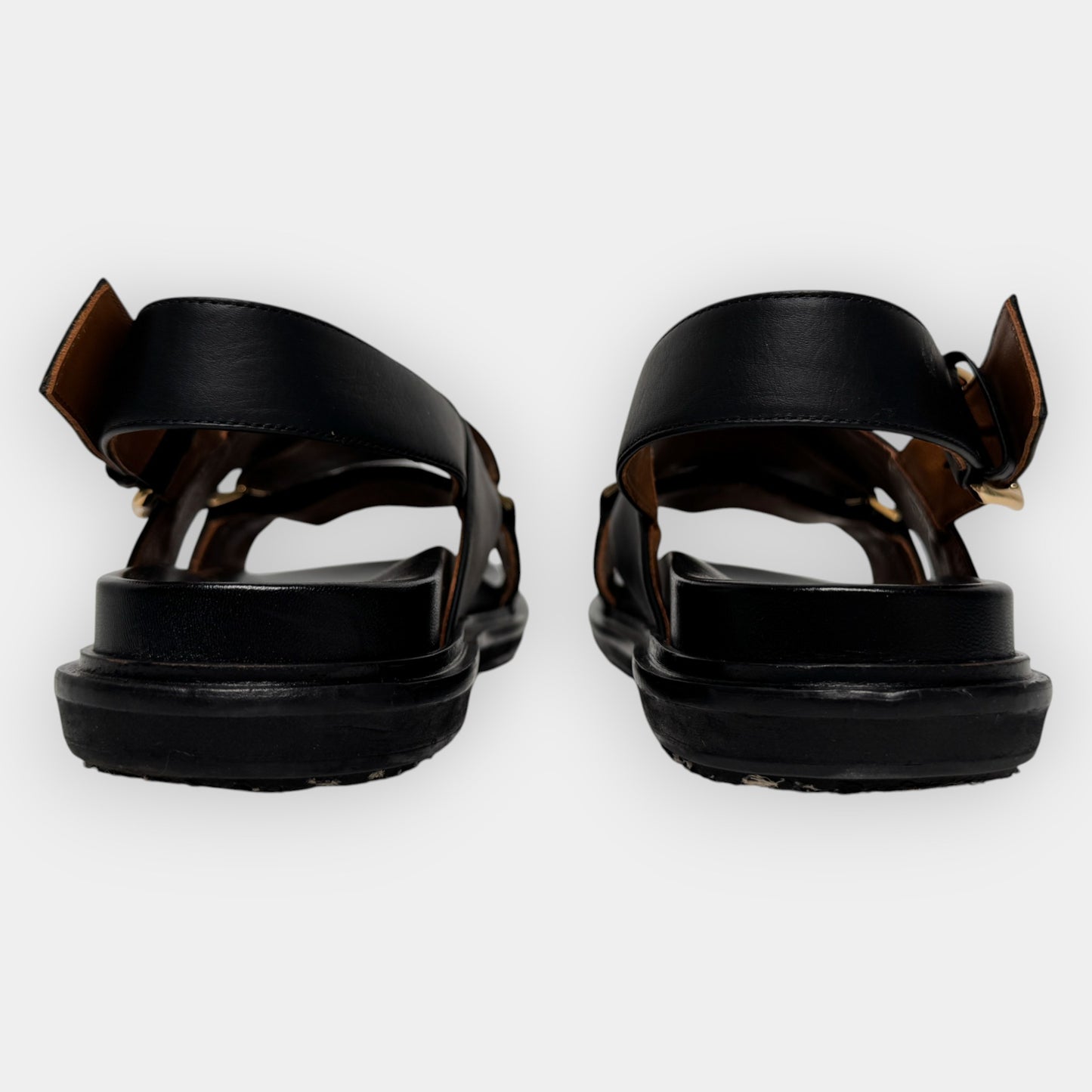 Marni Black Leather Crisscross Fussbett Sandal Shoes EU39 ~ AU8