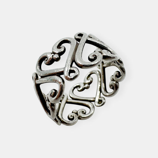 Tiffany & Co. Silver Paloma Picasso Venezia Goldoni Heart Ring US4 15mm H1/2