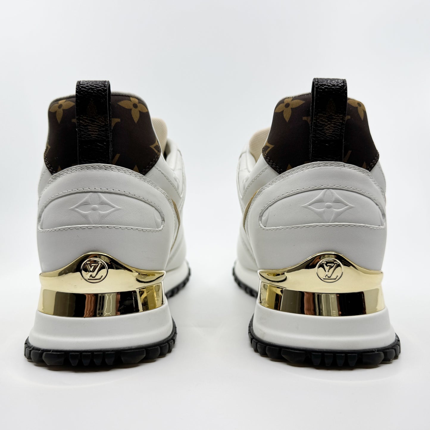 Louis Vuitton White Leather Gold Trim Run Away Sneakers EU38 ~ AU7