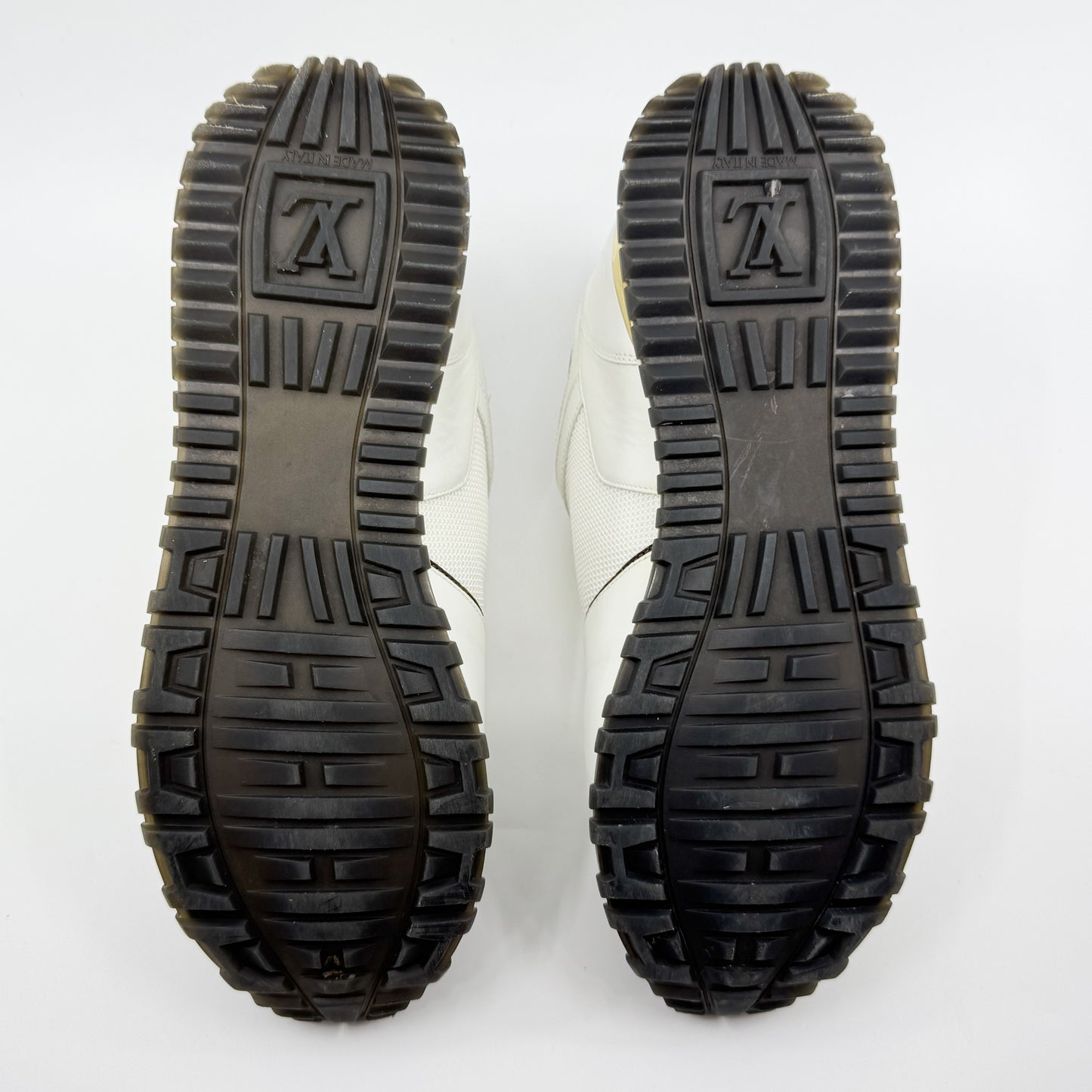 Louis Vuitton White Leather & Monogram Canvas Run Away Sneakers EU38 ~ AU7
