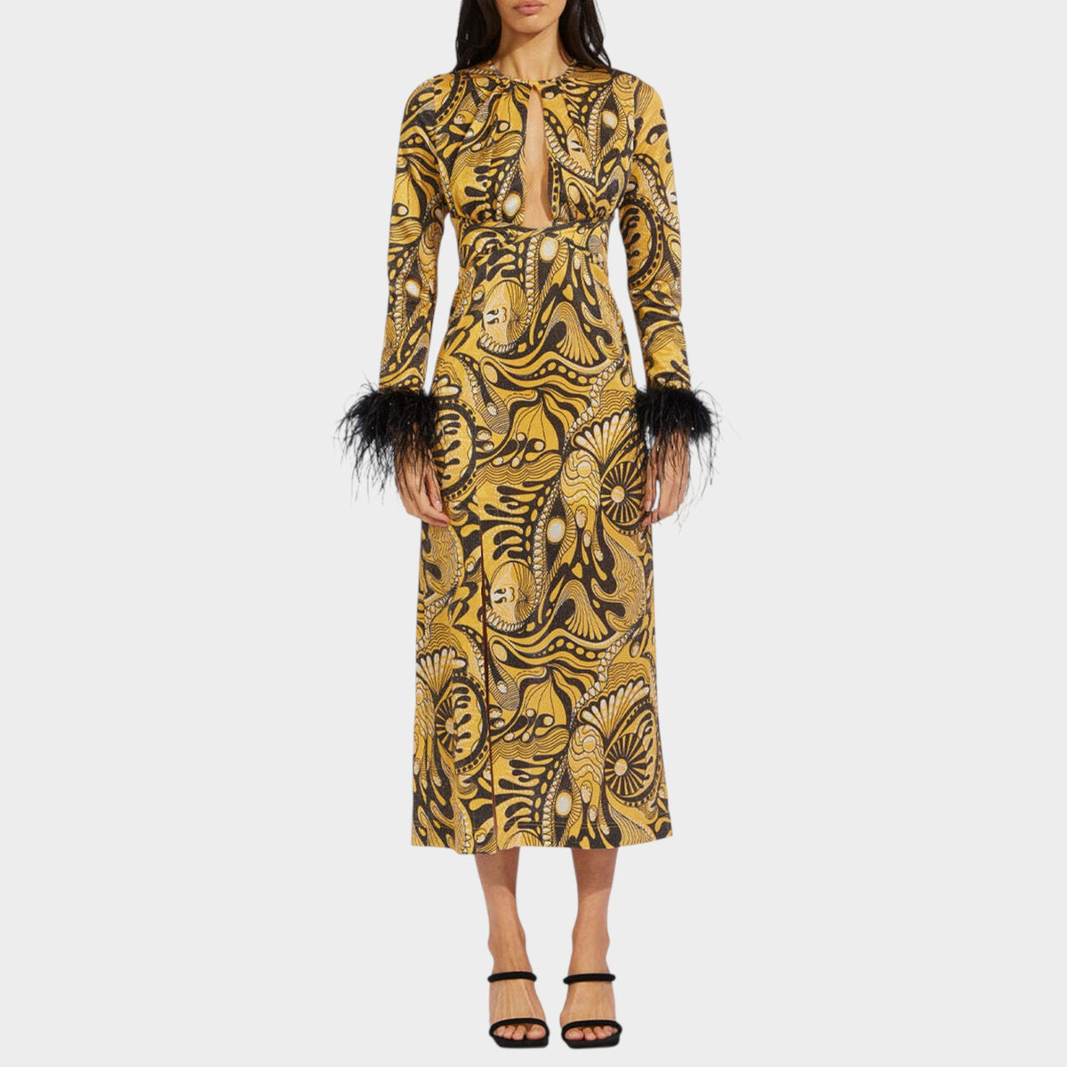 Alice McCall Gold Dust Keyhole Feather Cuff Dress AU8 ~ Small