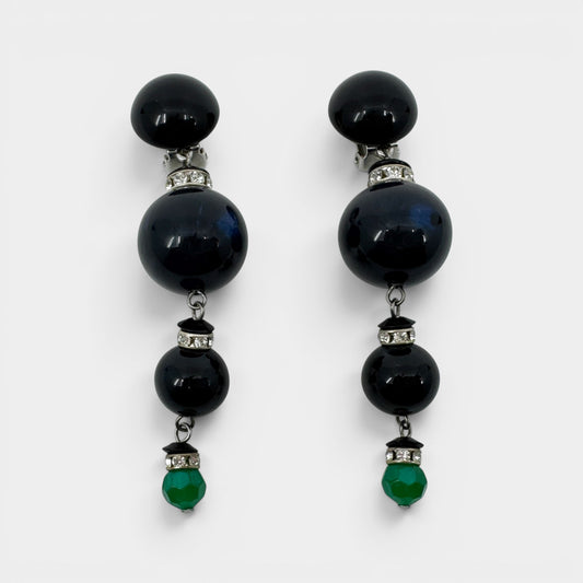 Angela Caputi Blue Black Resin Statement Drop Earrings