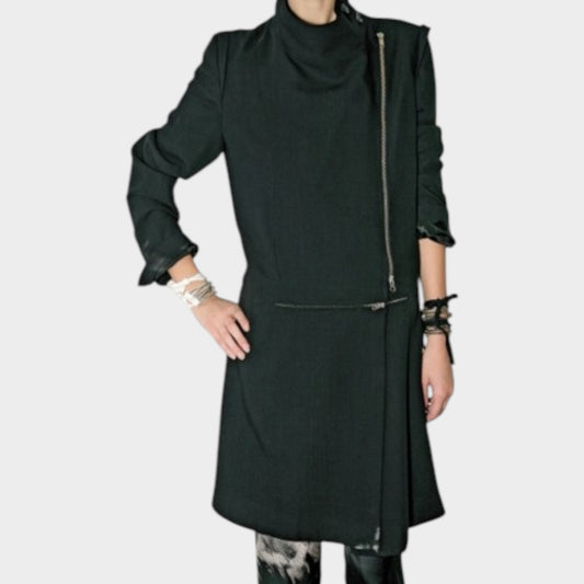 Ann Demeulemeester Black Asymmetric Zip Moto Jacket IT44 ~ Medium ~ AU12