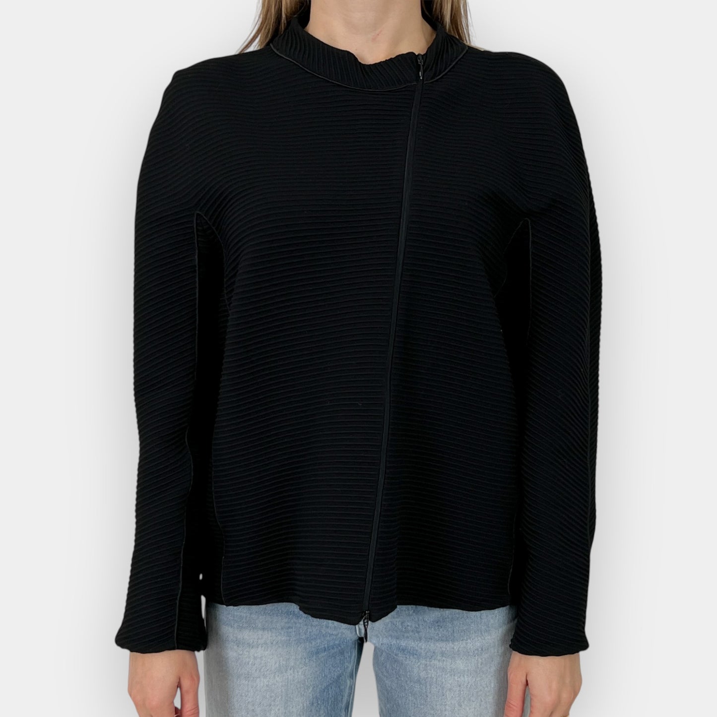 Armani Collezione Black Ottoman Rib Jacket IT46 ~ AU12-14