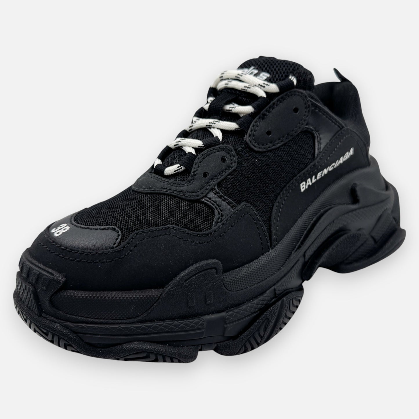 Balenciaga Black Canvas Triple S Sneakers EU38 ~ AU7