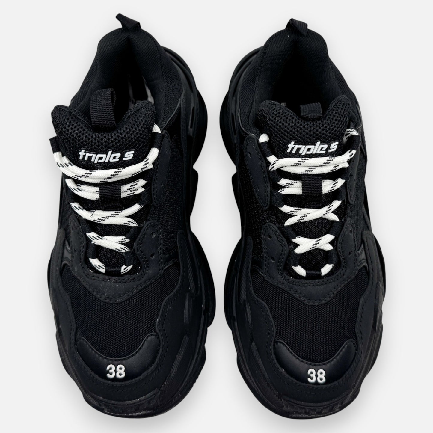 Balenciaga Black Canvas Triple S Sneakers EU38 ~ AU7