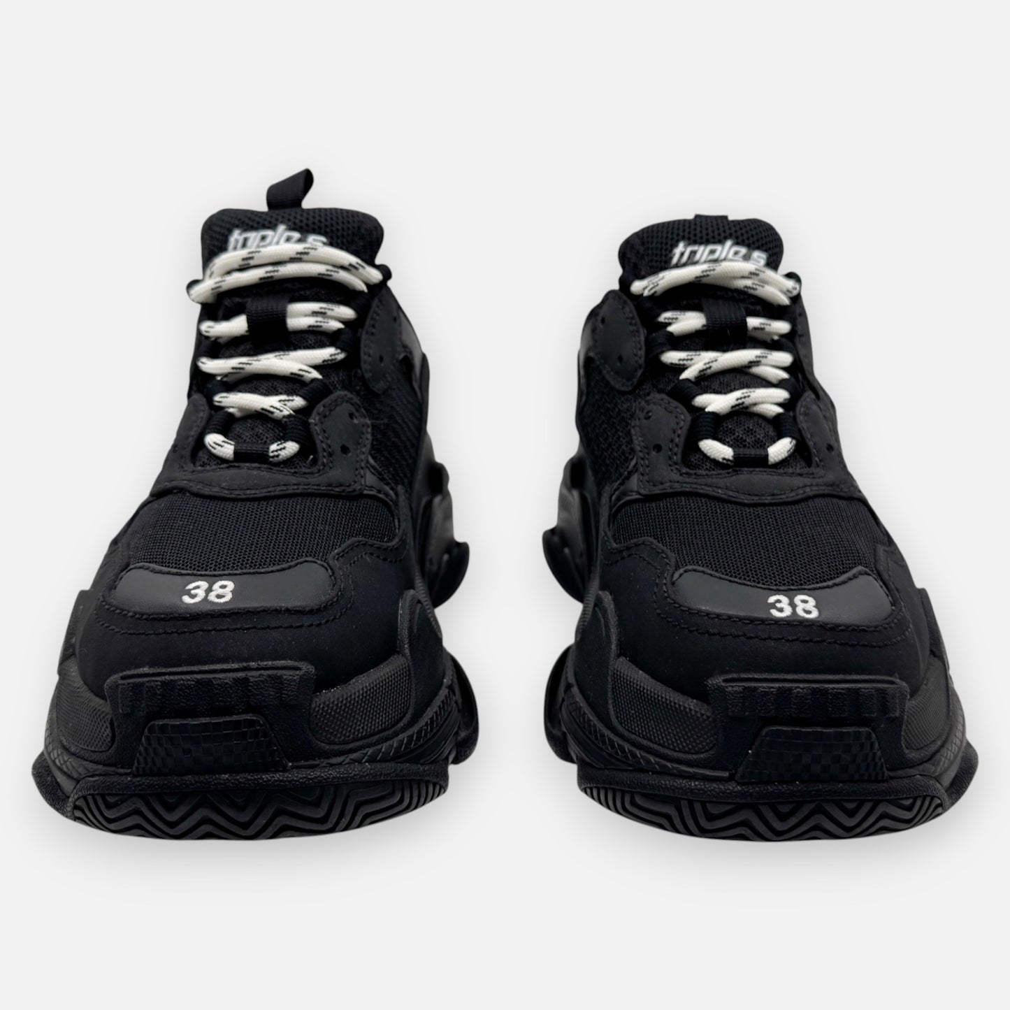 Balenciaga Black Canvas Triple S Sneakers EU38 ~ AU7