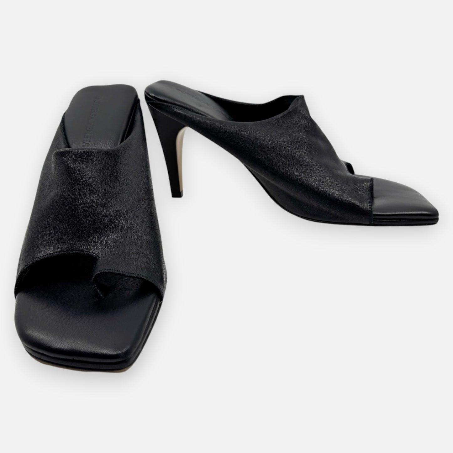 Bottega Veneta Black Leather Stretch Mule 90 Sandal Shoes EU39 ~ AU8