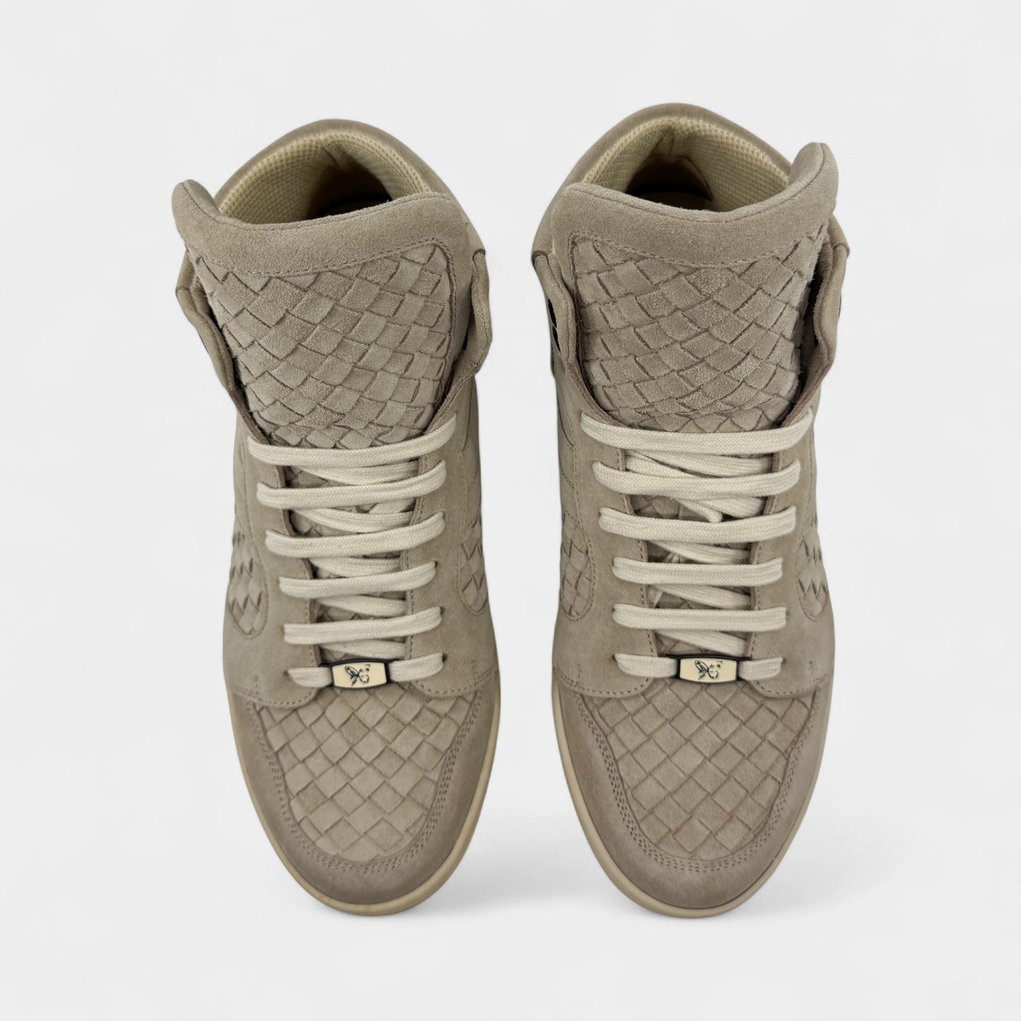 Bottega Veneta Beige Suede Intrecciato Sneakers M8 ~ W10 ~ EU41