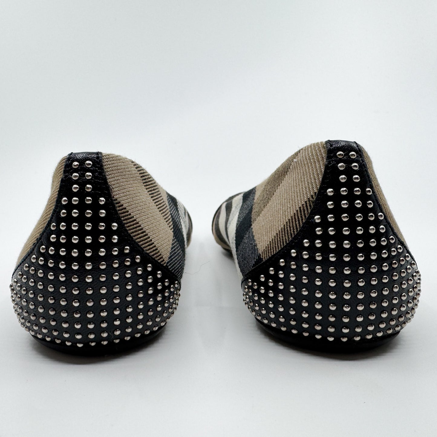 Burberry Black Novacheck Avonwick Studs Ballet Flats Shoes EU39 ~ AU8