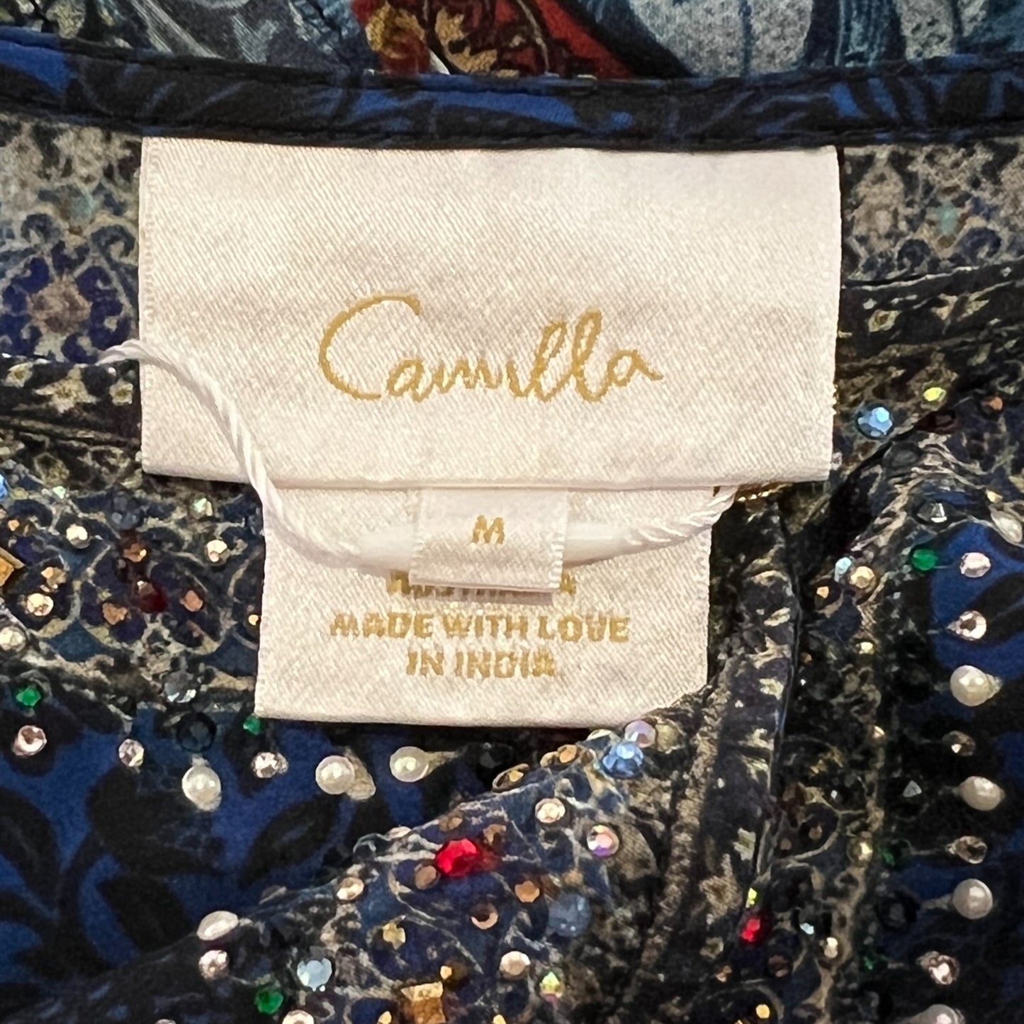 Camilla Dreams Of Midsummer Blue Silk Split Pocket Dress Medium ~ AU10-12