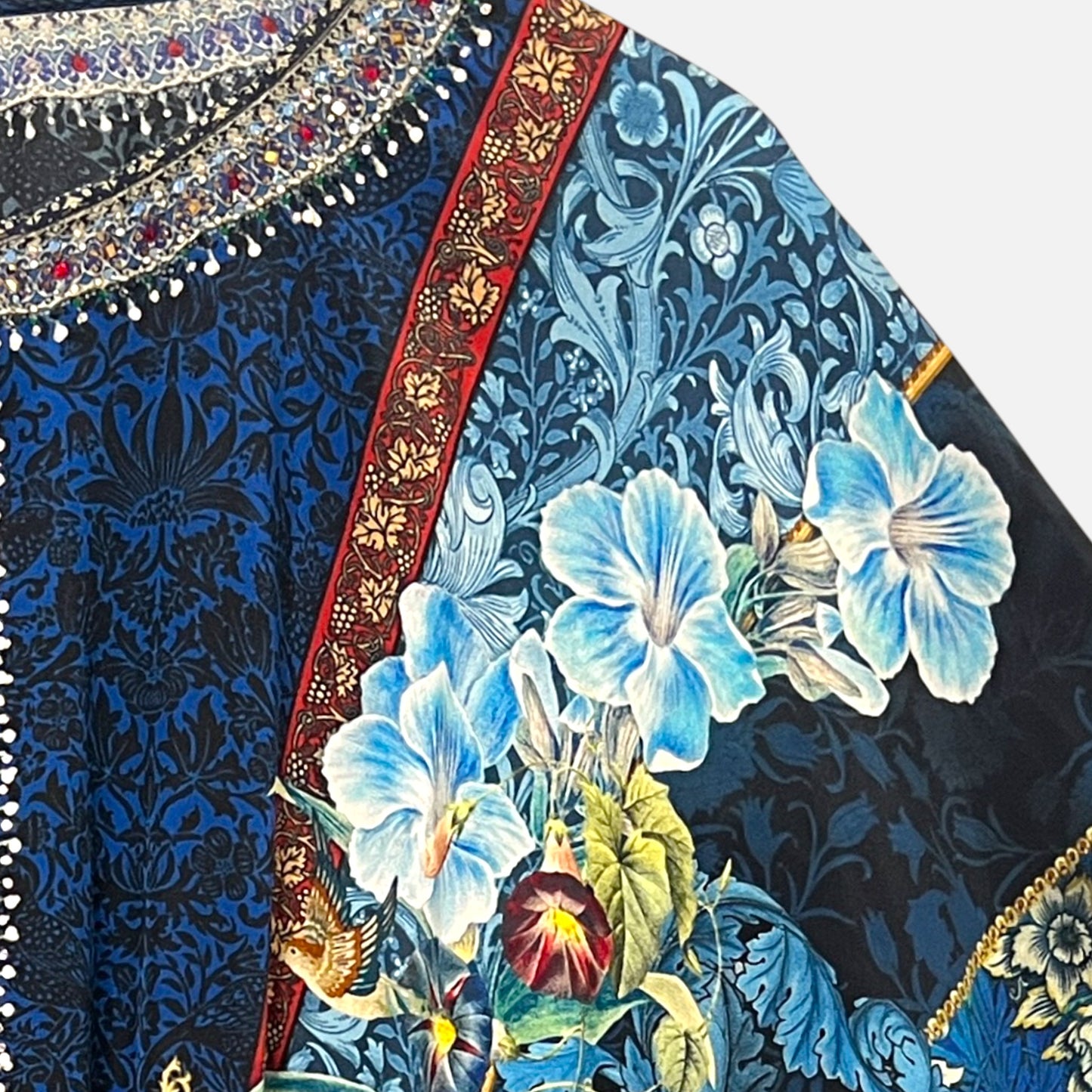 Camilla Dreams Of Midsummer Blue Silk Split Pocket Dress Medium ~ AU10-12