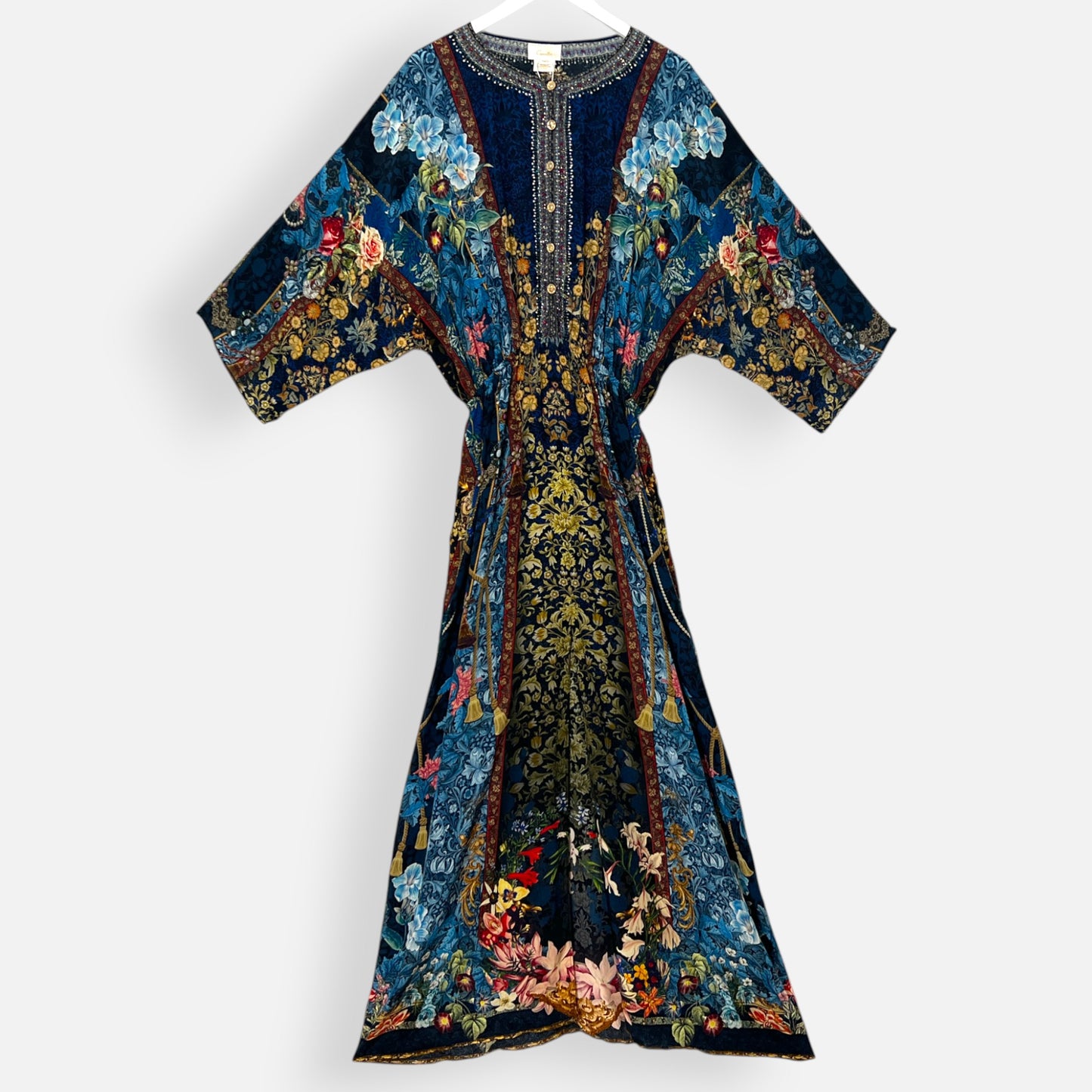 Camilla Dreams Of Midsummer Blue Silk Split Pocket Dress Medium ~ AU10-12