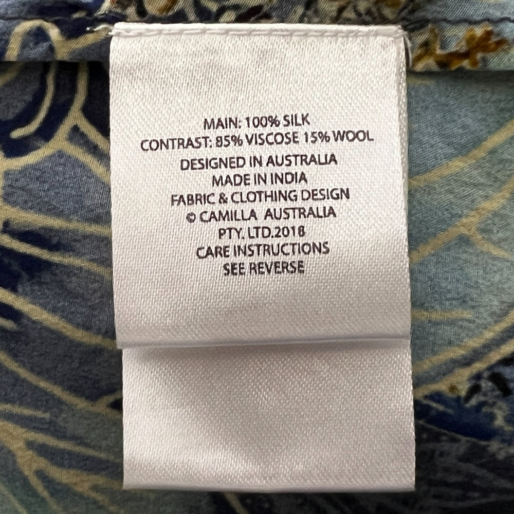 Camilla Nature's Nectar Blue Australian Natives Long Duster Jacket S/M ~ AU10-12