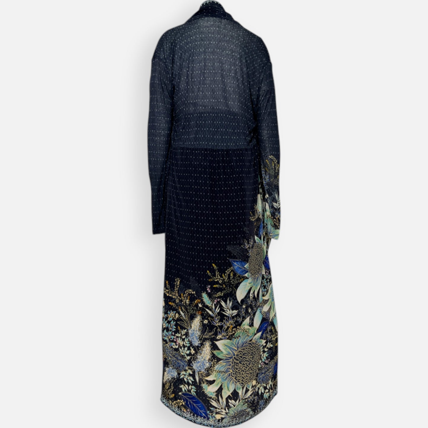Camilla Nature's Nectar Blue Australian Natives Long Duster Jacket S/M ~ AU10-12