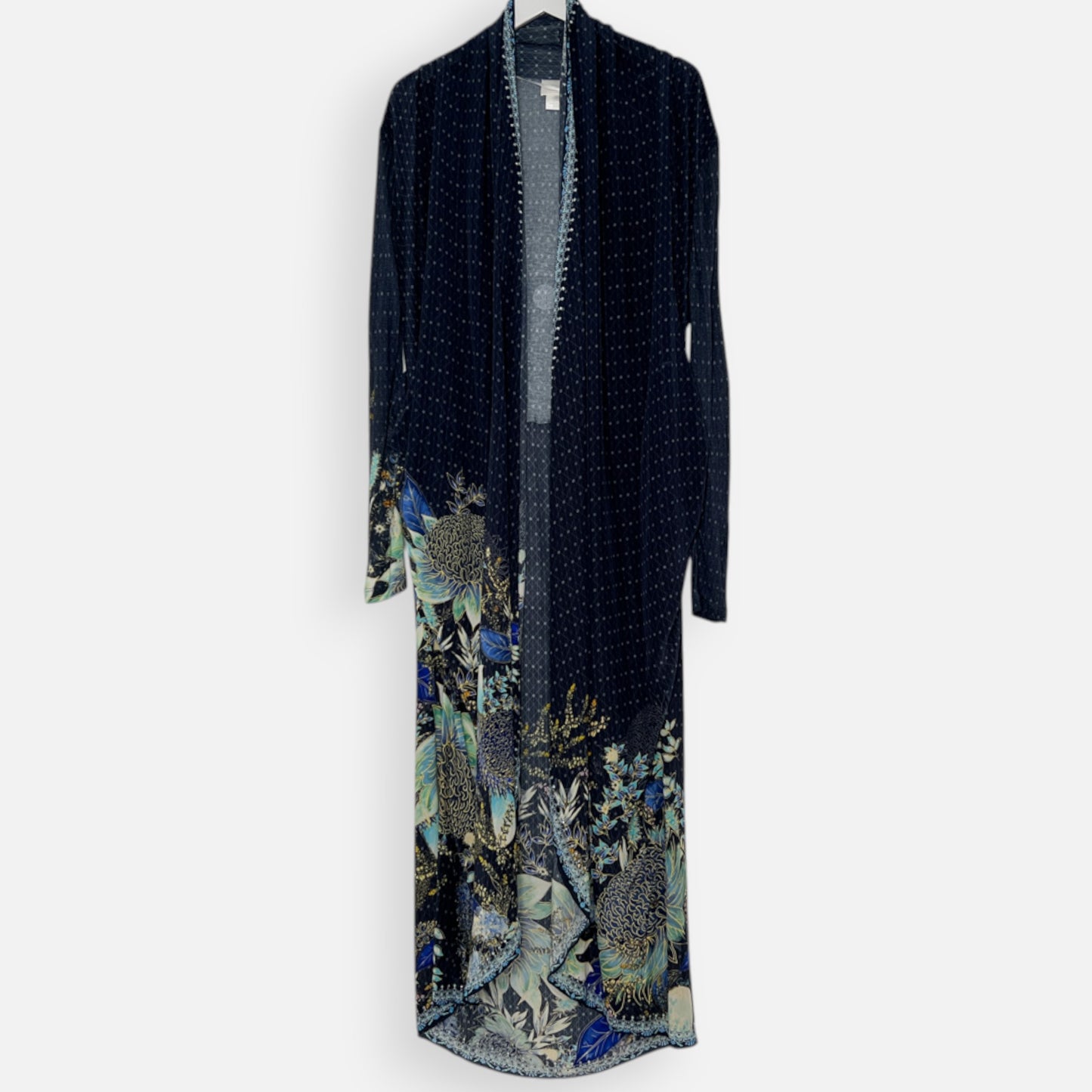 Camilla Nature's Nectar Blue Australian Natives Long Duster Jacket S/M ~ AU10-12