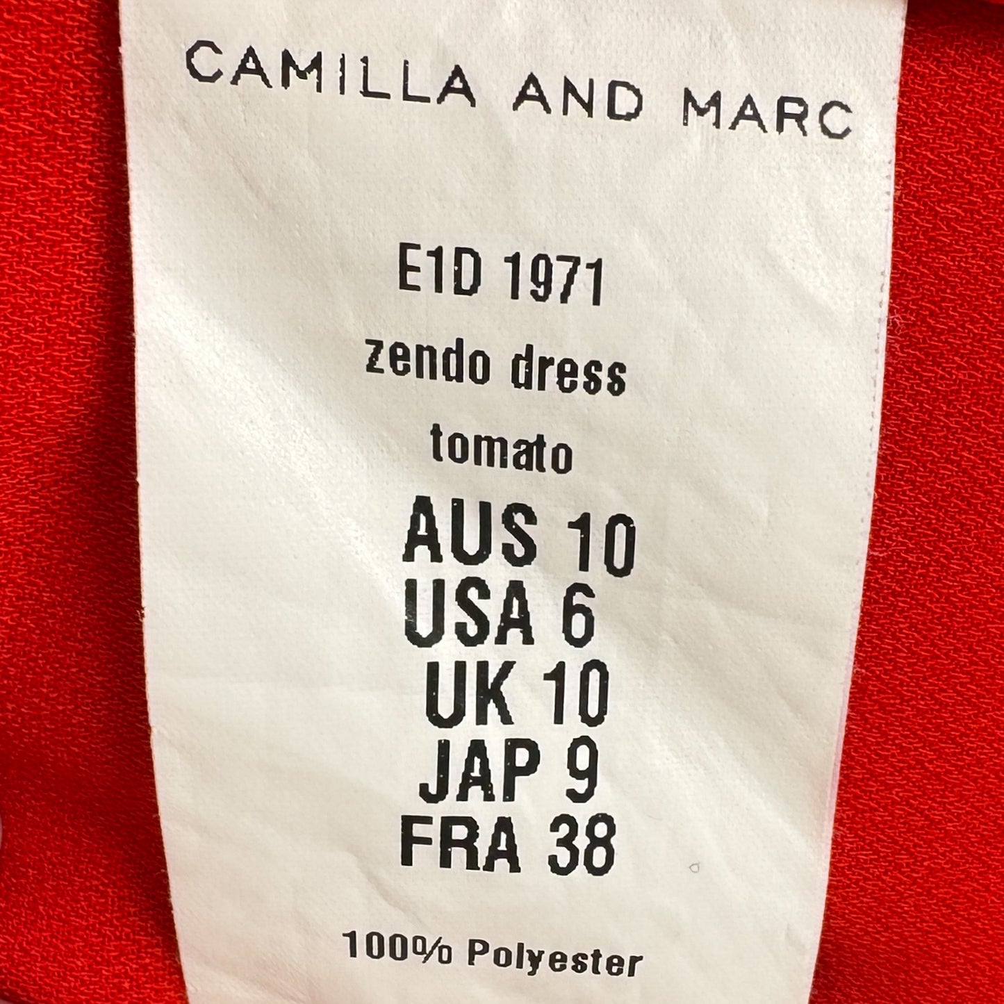 Camilla & Marc Bright Red Plunge Neck Belted Zando Dress AU10 ~ Medium