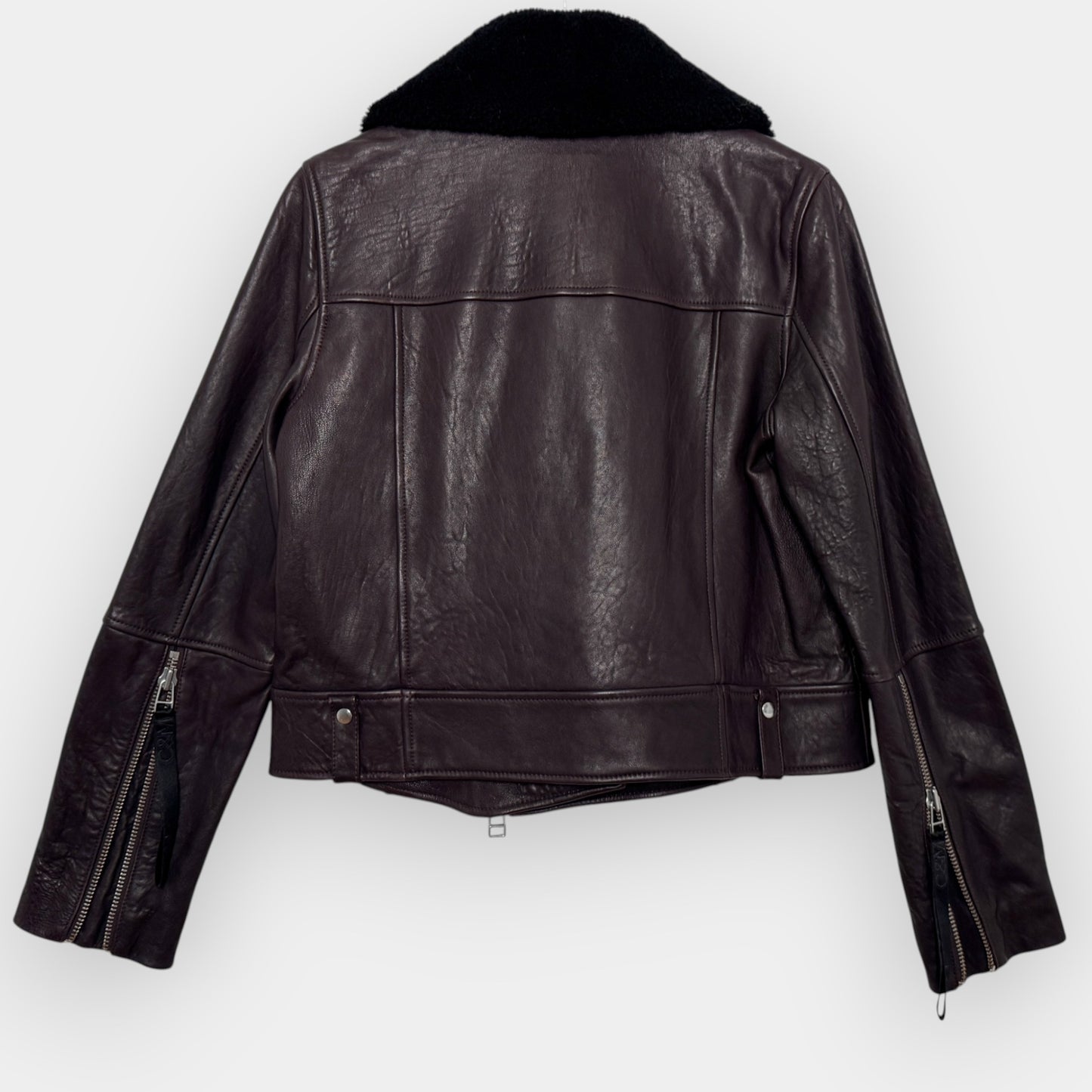 Camilla and Marc Merlot Lambs Leather Bradman Jacket AU12 ~ Medium