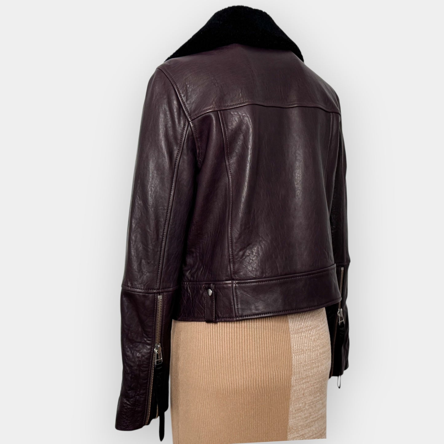 Camilla and Marc Merlot Lambs Leather Bradman Jacket AU12 ~ Medium