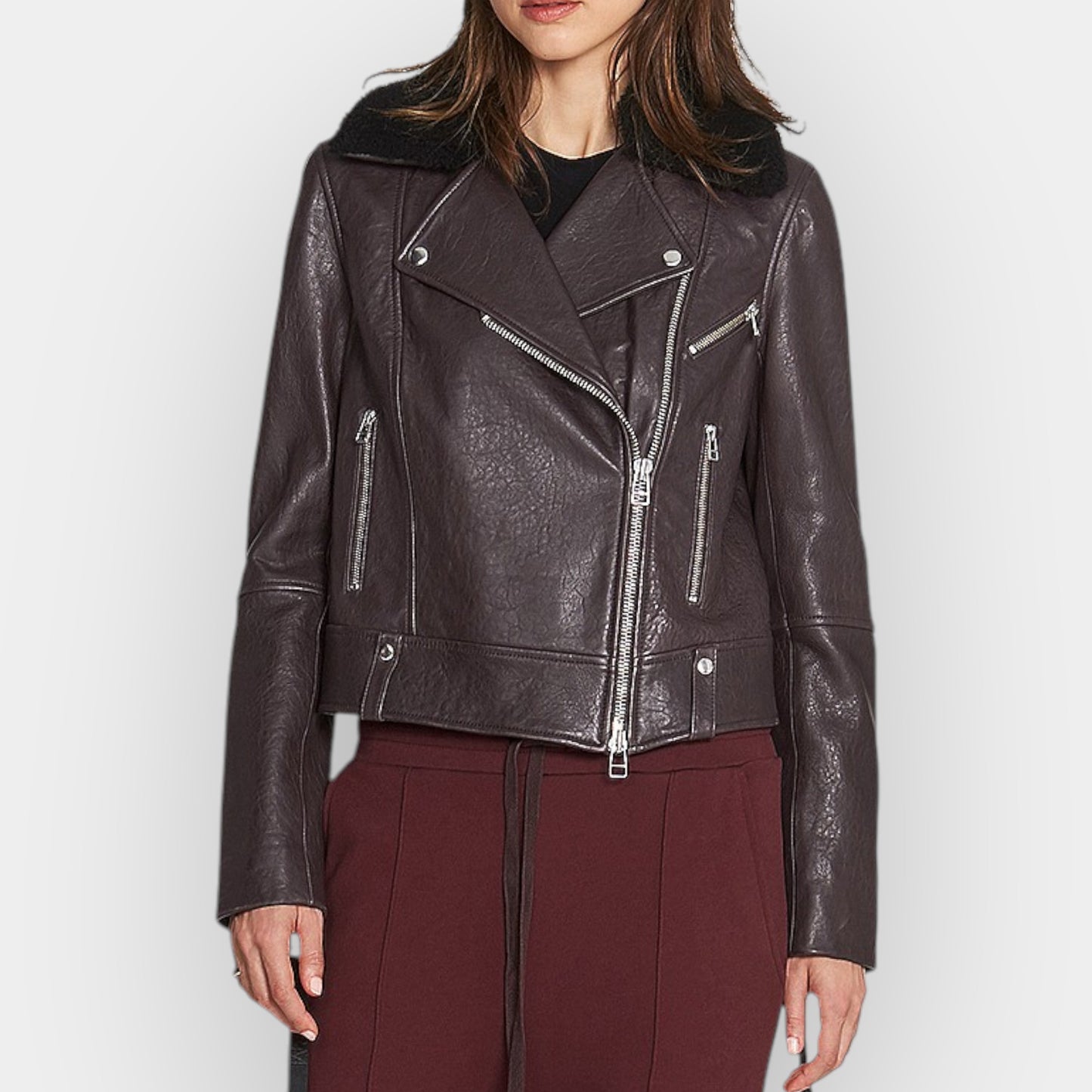 Camilla and Marc Merlot Lambs Leather Bradman Jacket AU12 ~ Medium