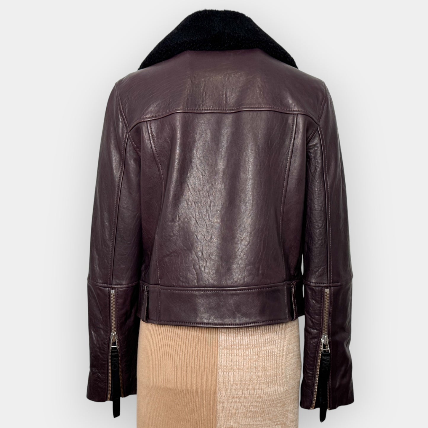 Camilla and Marc Merlot Lambs Leather Bradman Jacket AU12 ~ Medium