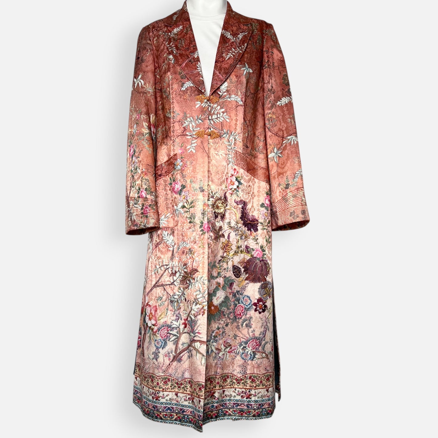 Camilla All My Avignon Dusty Pink Floral Long Coat Medium ~ AU12