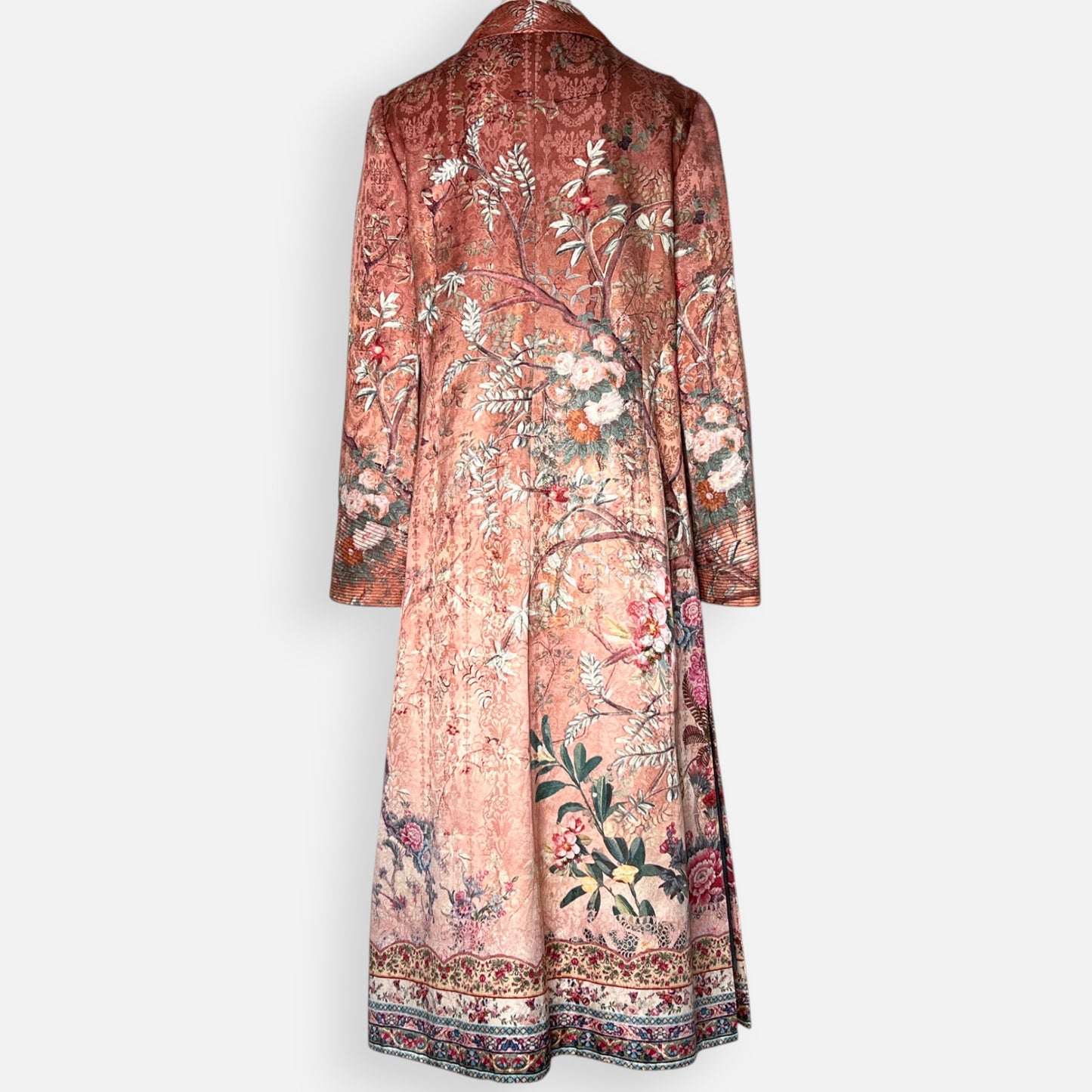 Camilla All My Avignon Dusty Pink Floral Long Coat Medium ~ AU12