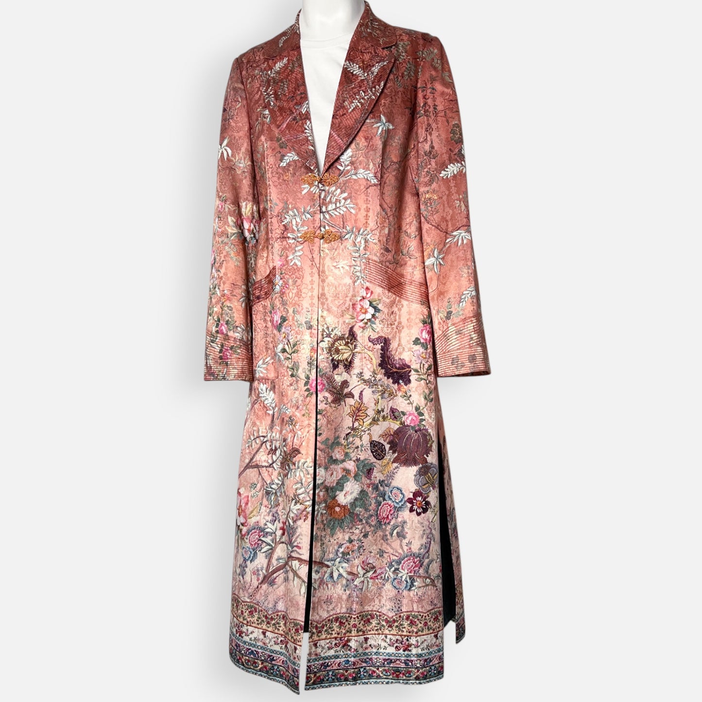 Camilla All My Avignon Dusty Pink Floral Long Coat Medium ~ AU12