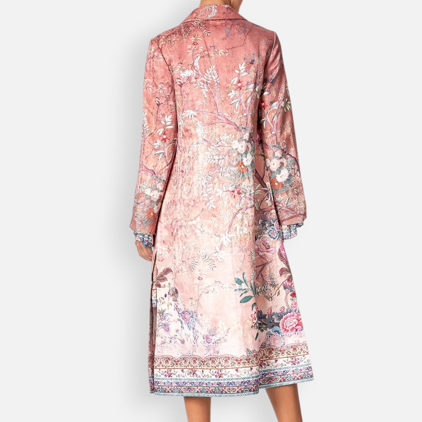 Camilla All My Avignon Dusty Pink Floral Long Coat Medium ~ AU12