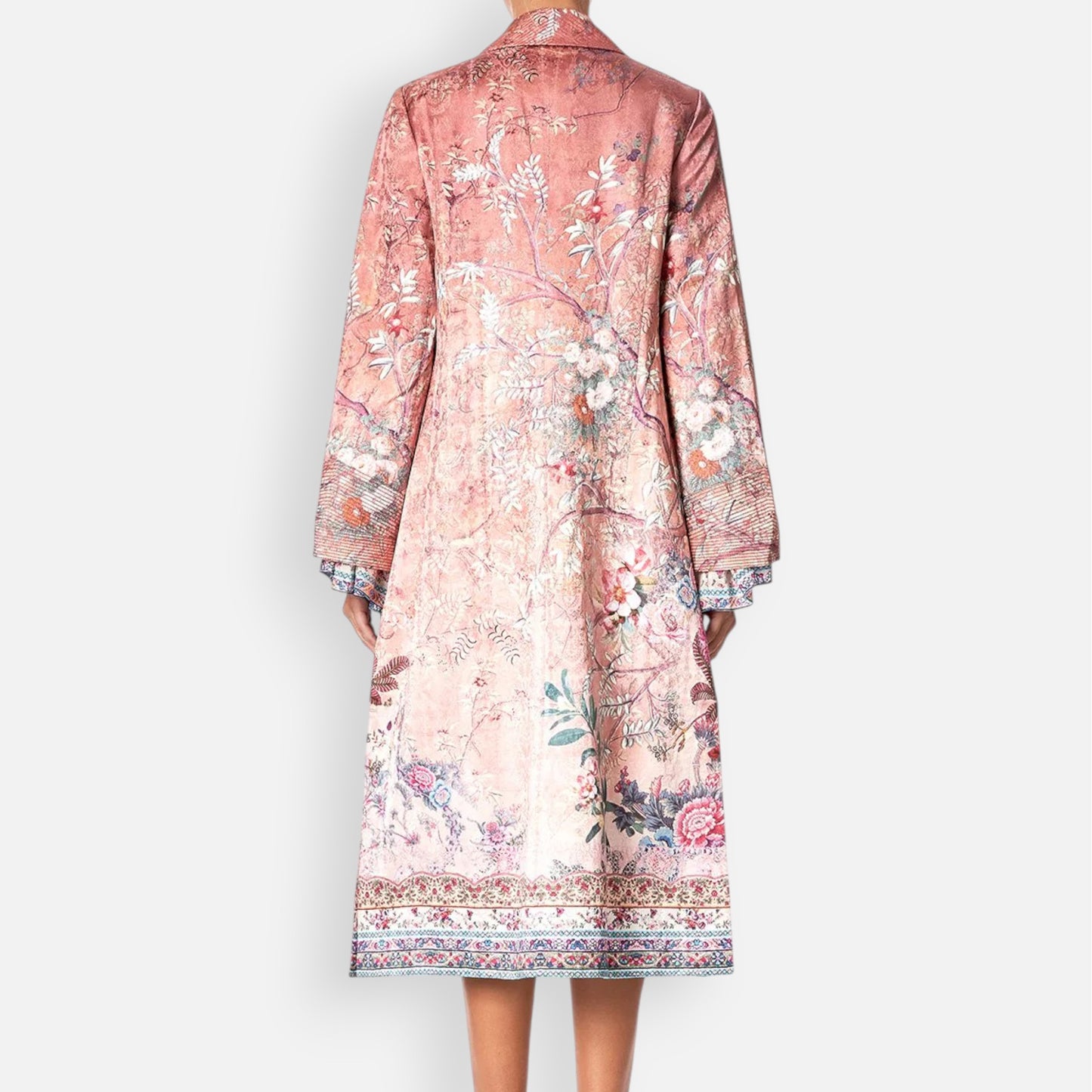 Camilla All My Avignon Dusty Pink Floral Long Coat Medium ~ AU12