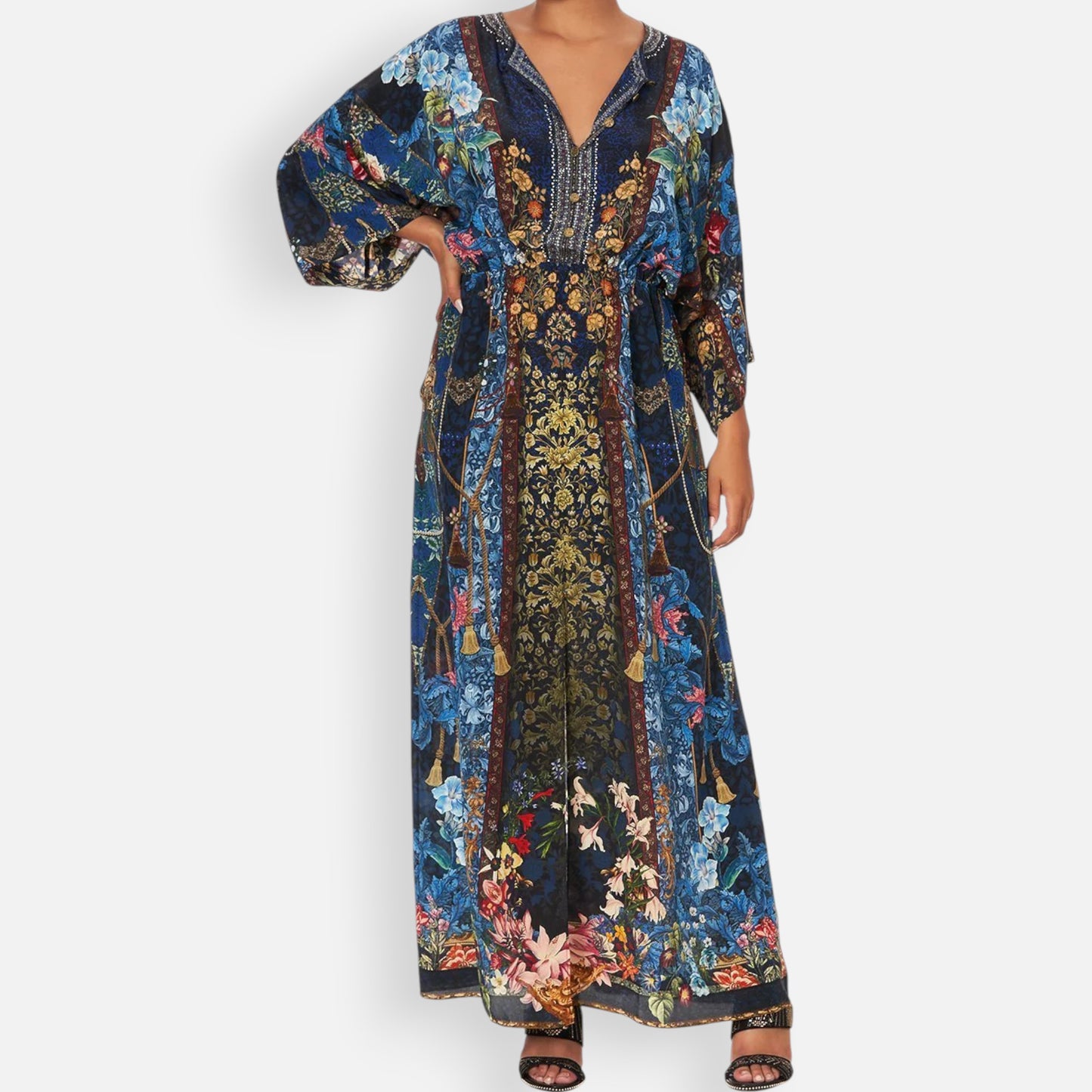 Camilla Dreams Of Midsummer Blue Silk Split Pocket Dress Medium ~ AU10-12