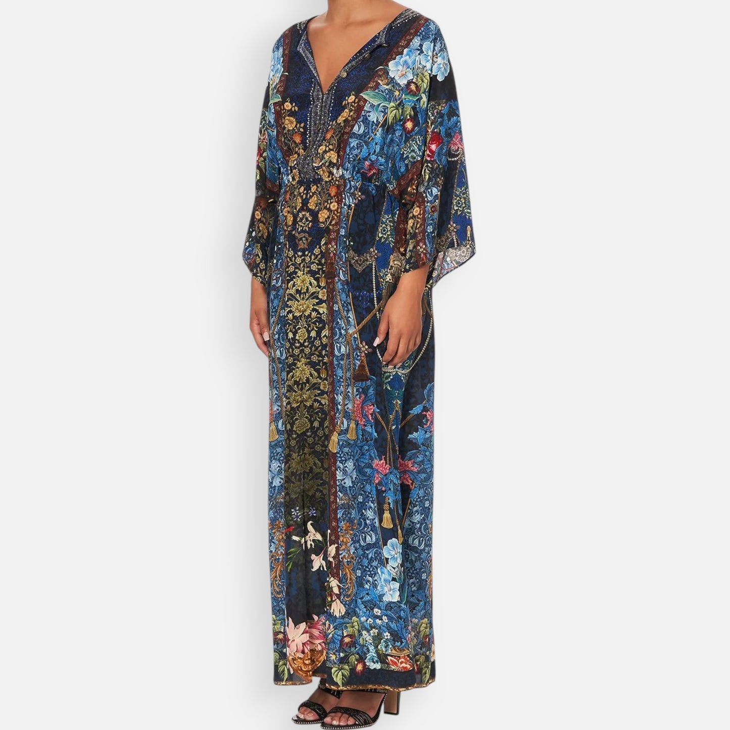 Camilla Dreams Of Midsummer Blue Silk Split Pocket Dress Medium ~ AU10-12
