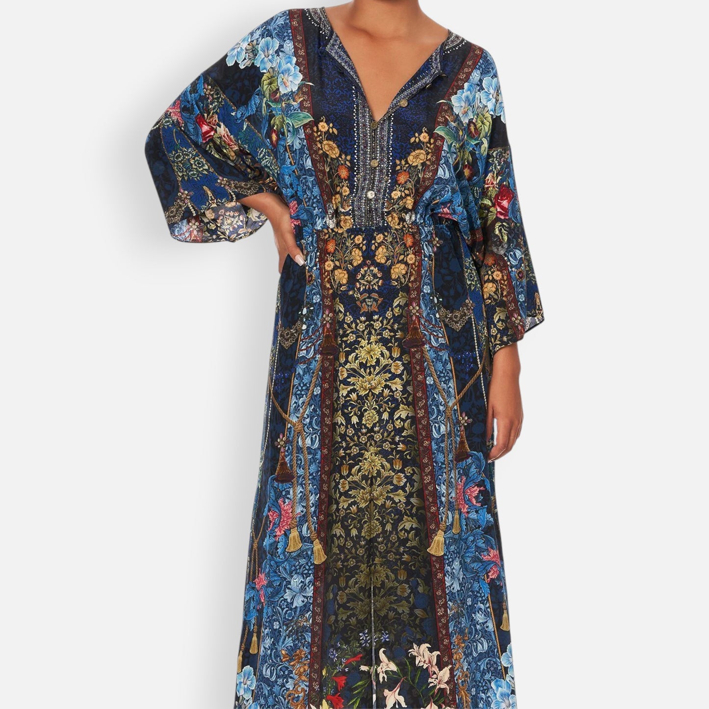 Camilla Dreams Of Midsummer Blue Silk Split Pocket Dress Medium ~ AU10-12