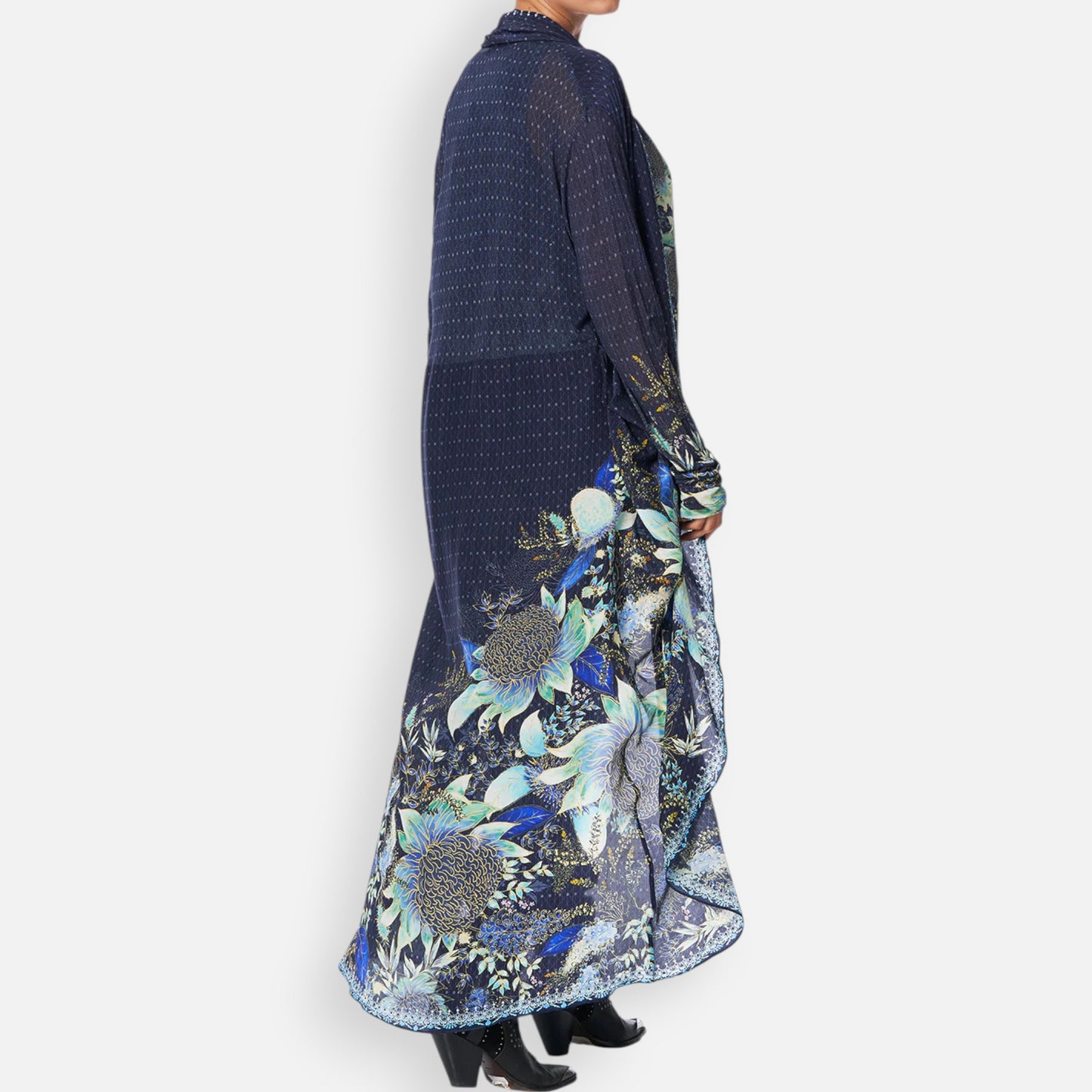 Camilla Nature's Nectar Blue Australian Natives Long Duster Jacket S/M ~ AU10-12